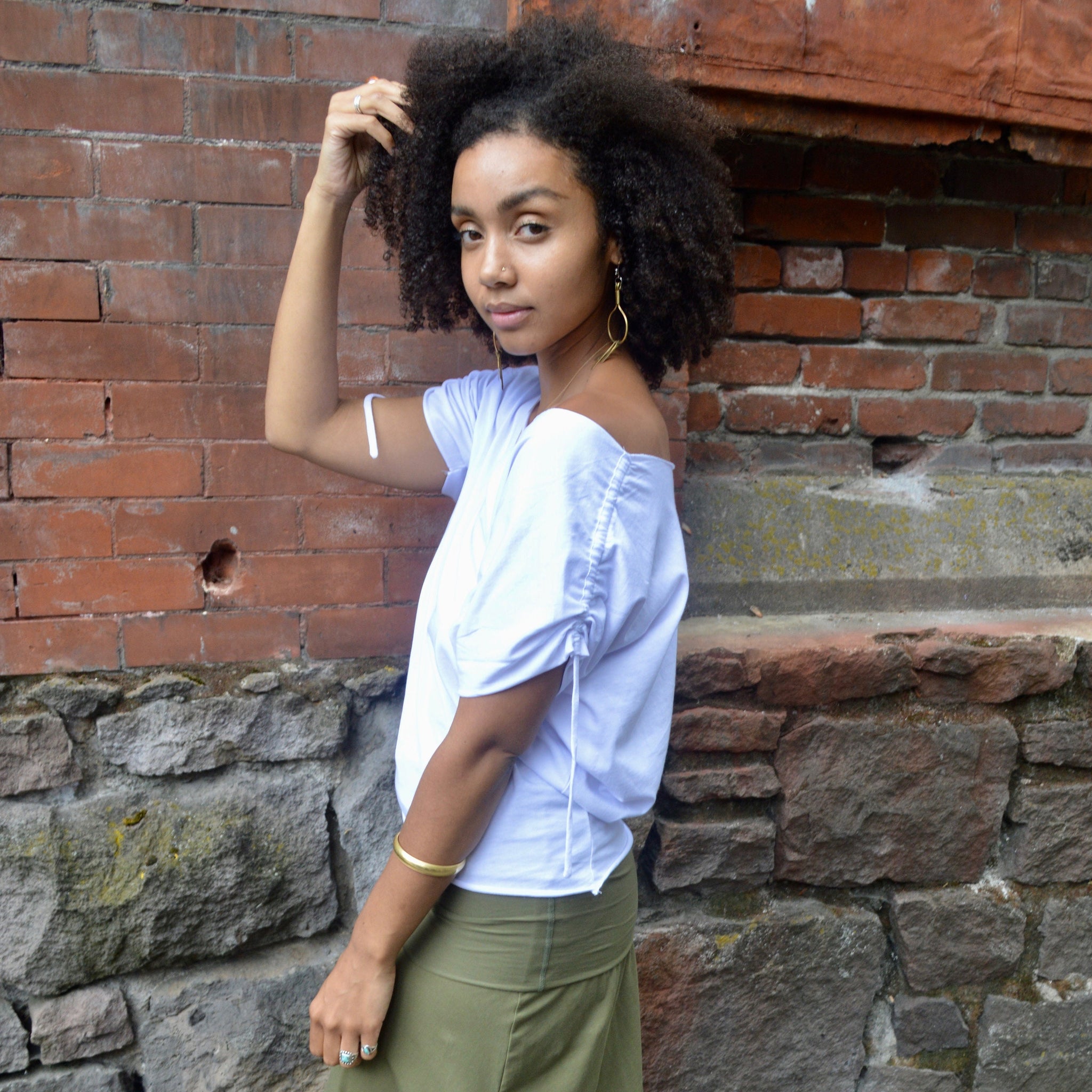 ShanTee - organic cotton dolman sleeve t-shirt - **new longer version** drawstring sleeve t-shirt