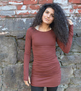 Reversible dress with thumb holes - Fiesta dress - ruched dress - full sleeve reversible dress