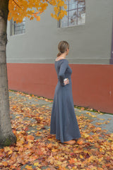 Isabella Dress - Full sleeve organic cotton maxi dress - scoop neck maxi dress