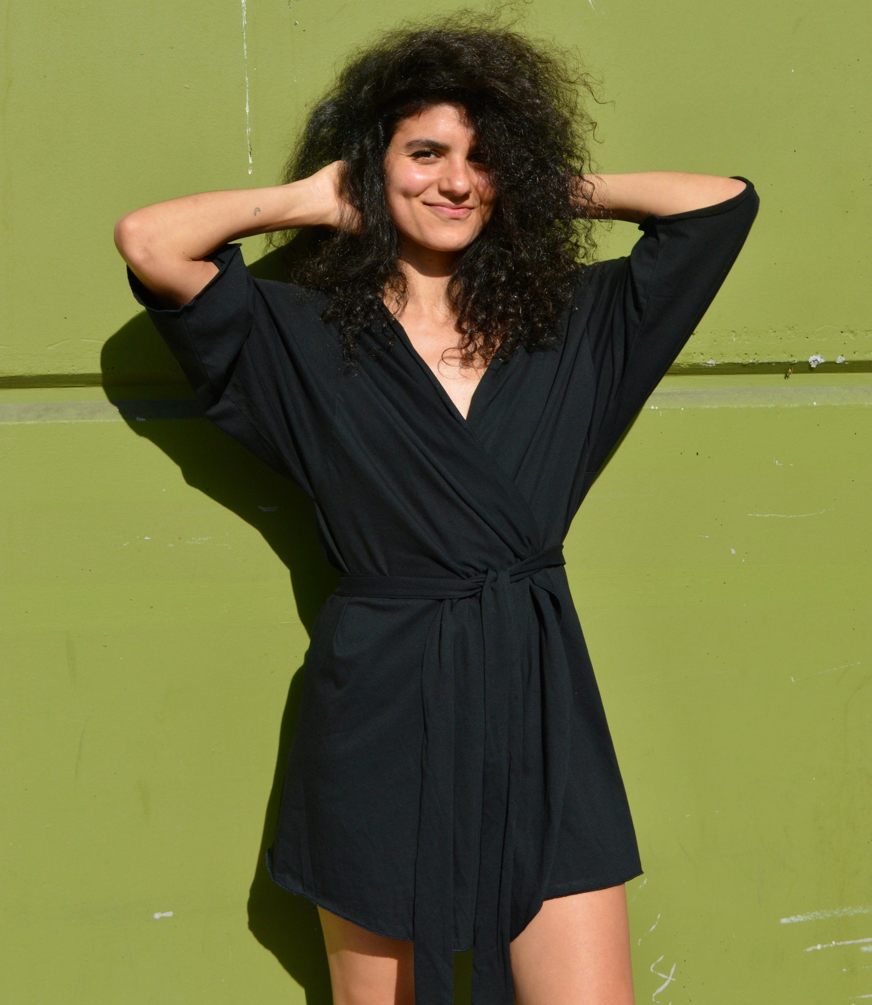 Organic cotton robe - lightweight cotton robe - wrap dress - hooded robe