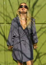 Organic cotton robe - lightweight cotton robe - wrap dress - hooded robe