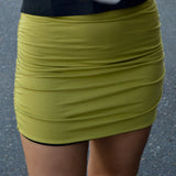 Ruched reversible mini skirt - high waisted mini skirt - two in one mini skirt