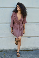 Organic cotton robe - lightweight cotton robe - wrap dress - hooded robe