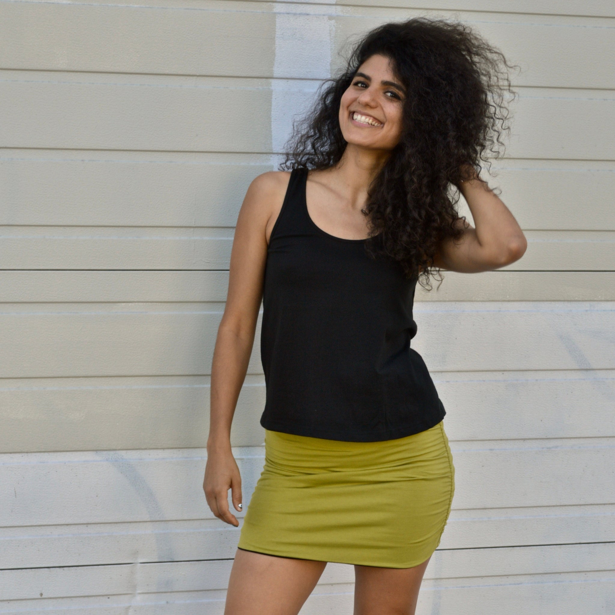 Ruched reversible mini skirt - high waisted mini skirt - two in one mini skirt