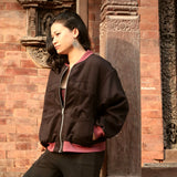 Pranjali Jacket - Fully lined wool jacket with zipper and pockets - wool bomber jacket with patch pockets