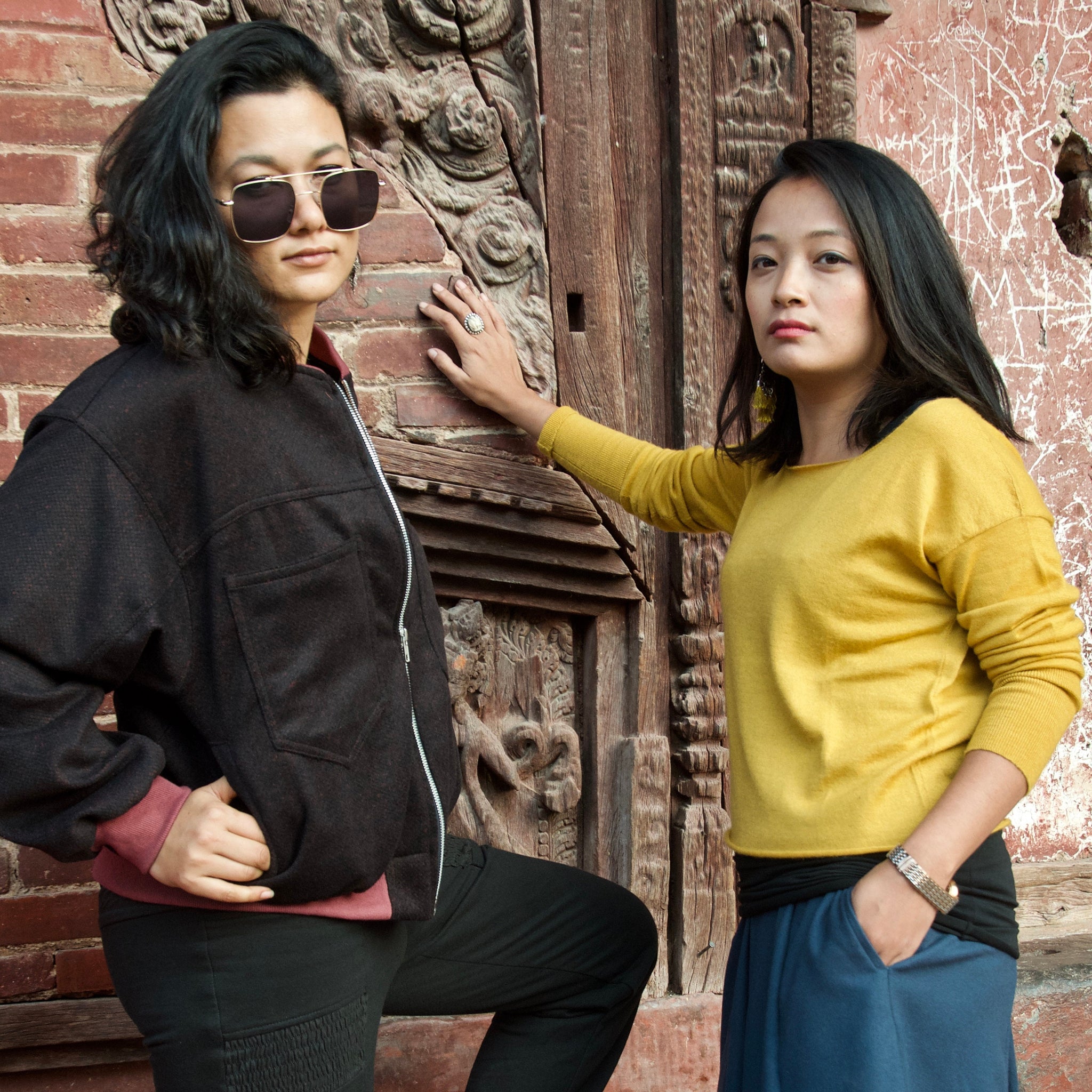 Pranjali Jacket - Fully lined wool jacket with zipper and pockets - wool bomber jacket with patch pockets