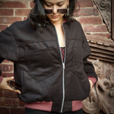 Pranjali Jacket - Fully lined wool jacket with zipper and pockets - wool bomber jacket with patch pockets