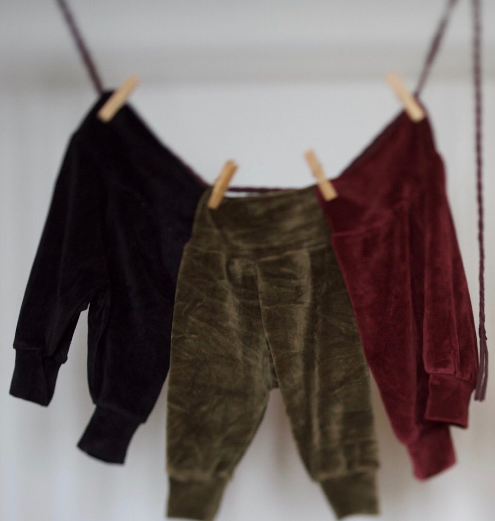 Velvet Baby Pants - organic cotton velvet cuteness for little legs - baby joggers