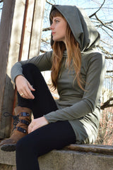Nomad dress -*new colors* hooded cowl dress with pocket- made from 100% organic cotton jersey