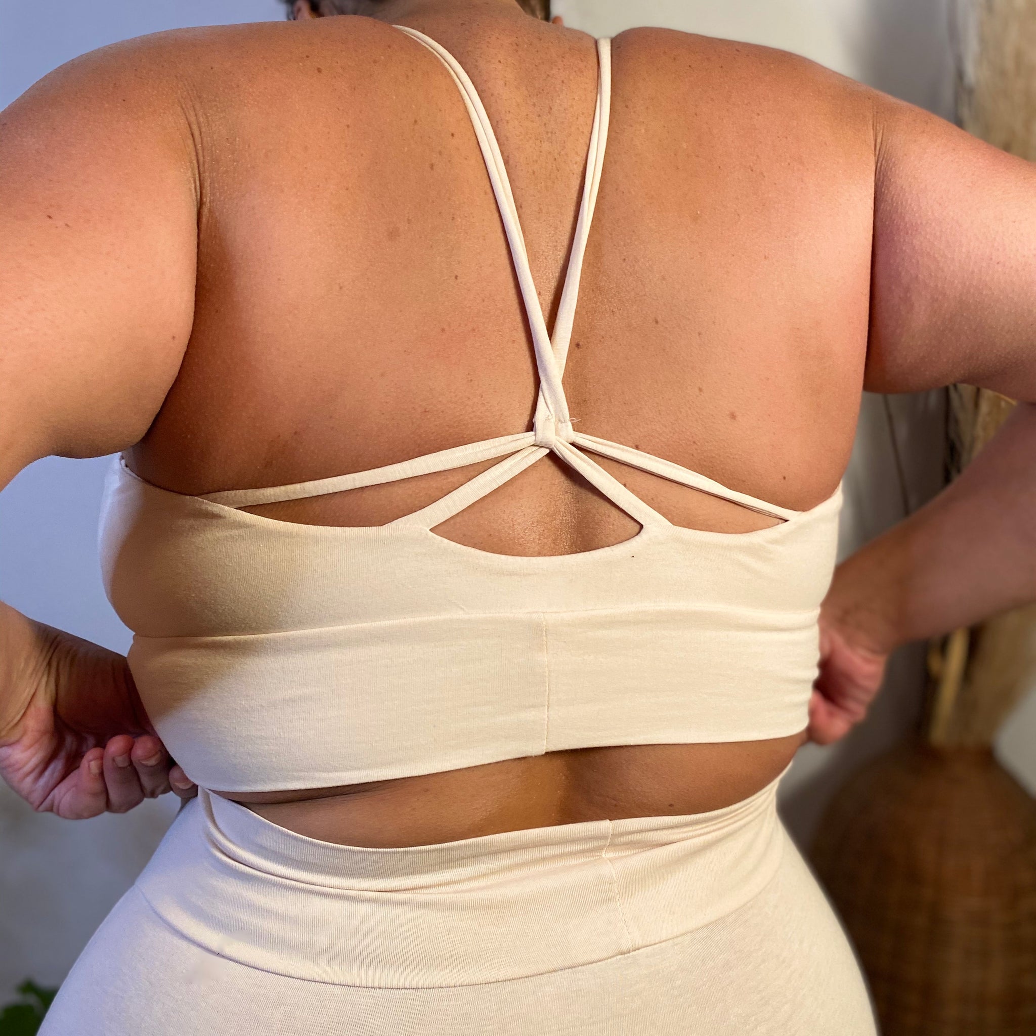 Organic Bralette - Cross Back Organic Cotton Bra Top - Yoga Bra