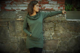 Nomad Dress- hooded cowl dress made from 100% organic cotton fleece - cozy warm dress - sweatshirt dress