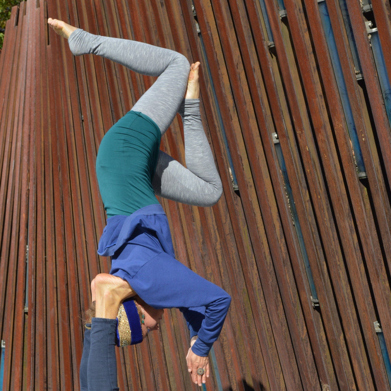 Yoga leggings -heather organic cotton leggings - two tone leggings