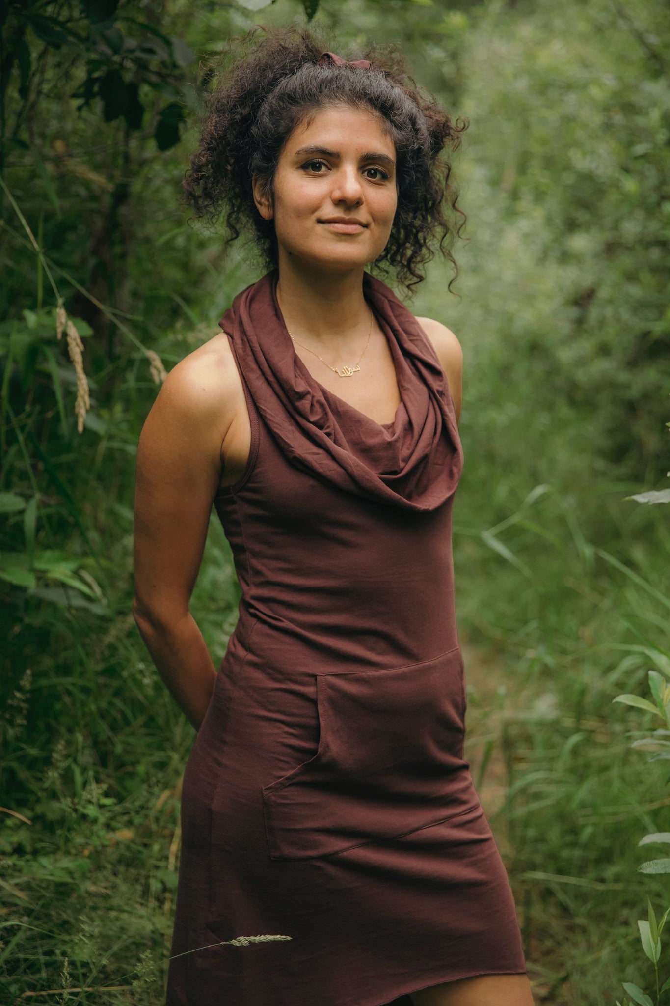 Sleeveless Nomad Dress - hooded cowl sundress with pocket