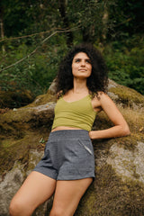 Piedra Shorts- Organic Cotton Shorts: Mid Length with pockets