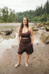 Long Shorts - knee length high waisted shorts with pockets - organic cotton shorts