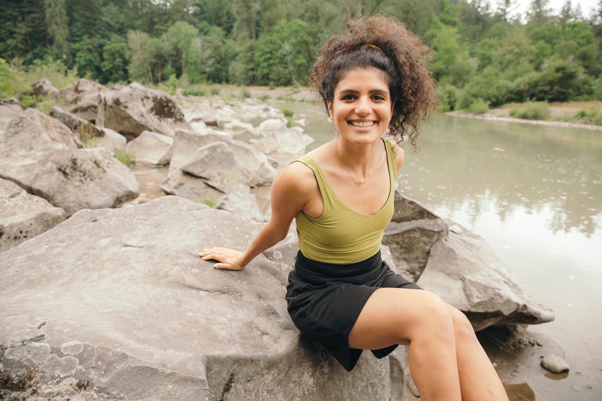 Long Shorts - knee length high waisted shorts with pockets - organic cotton shorts