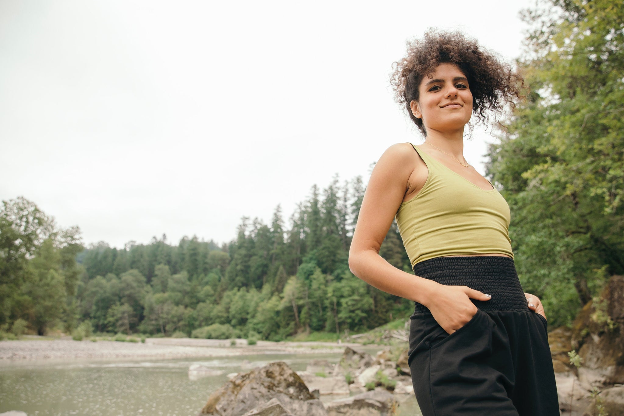 Long Shorts - knee length high waisted shorts with pockets - organic cotton shorts