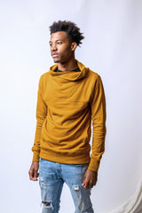 Sweatershirt - organic cotton pull over with high neck and pockets - high neck sweatshirt