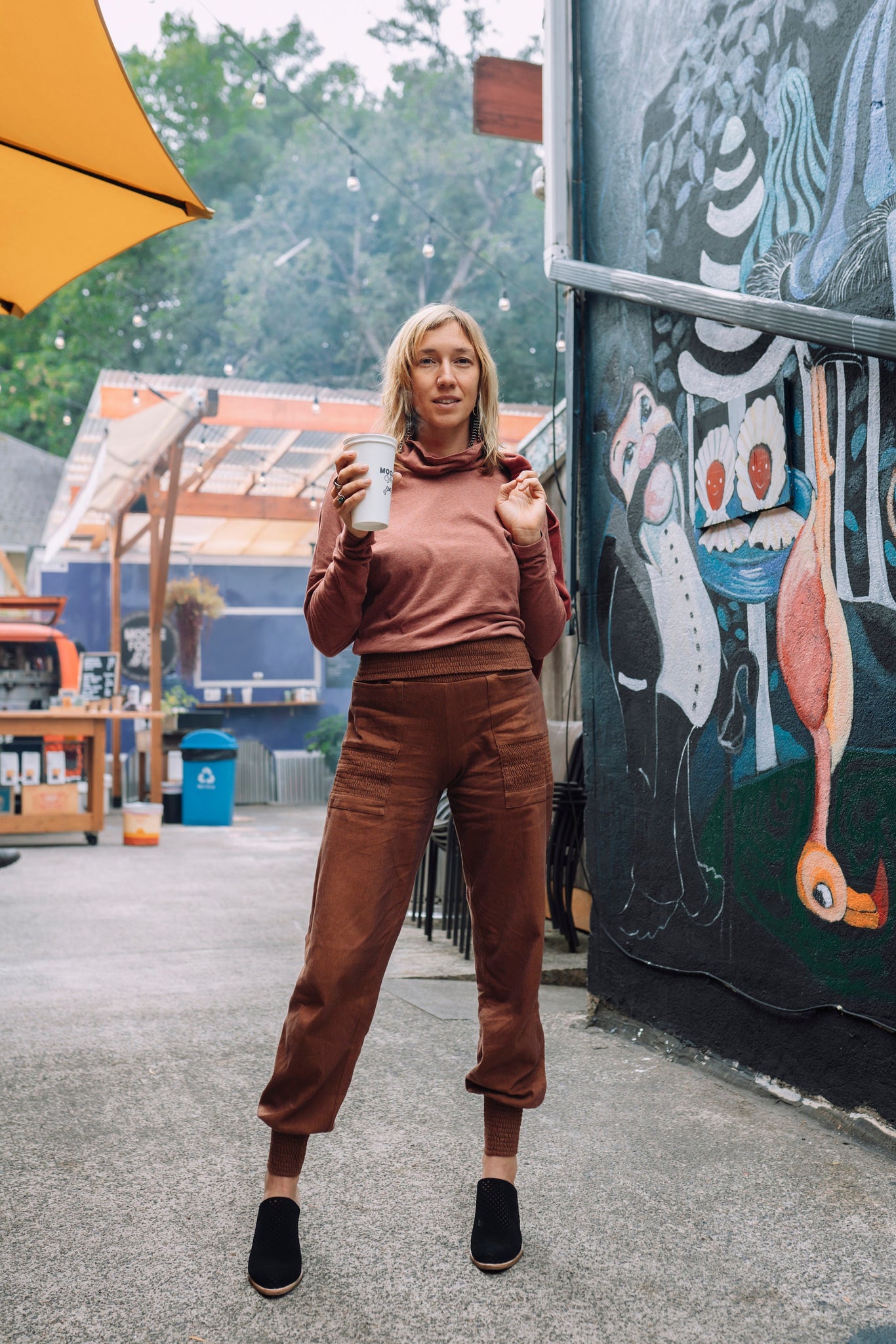 Jacquard Joggers - organic cotton high rise soft pant with pockets - mini herringbone jogger pants