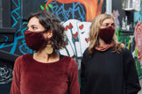 Bordeaux Velvet Face Mask - pack of 2 red velvet organic cotton face masks - fun and festive facemask