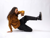 Sweatershirt - organic cotton pull over with high neck and pockets - high neck sweatshirt