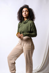Jacquard Joggers - organic cotton high rise soft pant with pockets - mini herringbone jogger pants