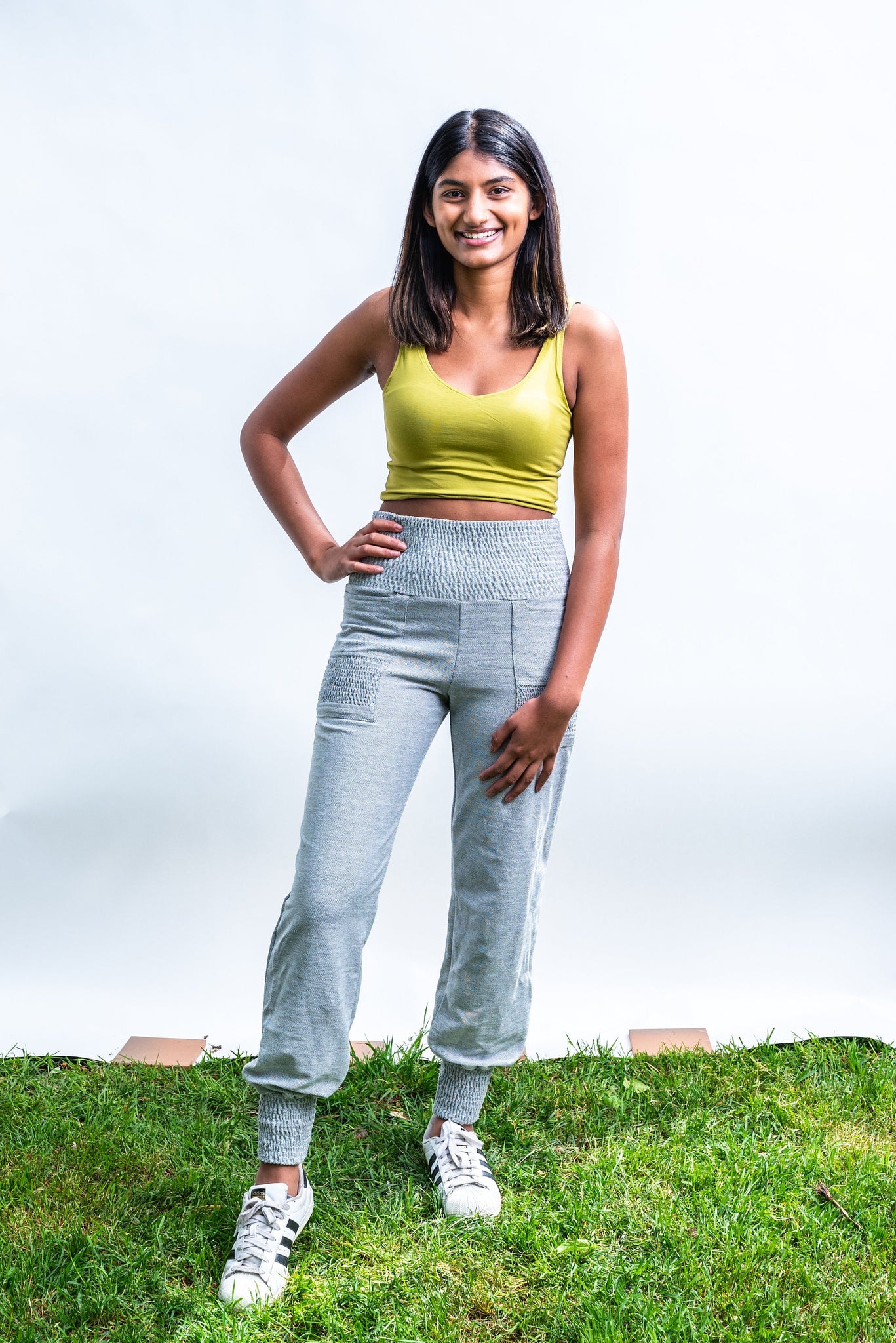 Jacquard Joggers - organic cotton high rise soft pant with pockets - mini herringbone jogger pants