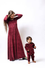 Velvet Isabella Dress - Organic Cotton Velvet Maxi Dress - Empire waist maxi dress