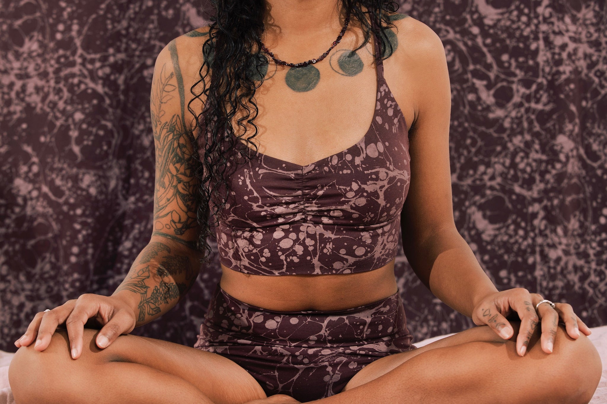 Cosmic Chaos Set - Organic Cotton Full Fabric Printed Bralette and High Waisted Underwear