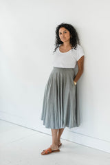 Heather Twirl Skirt with Pockets- Lightweight Organic Cotton Skirt - Flowy circle skirt