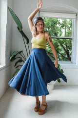 Heather Twirl Skirt with Pockets- Lightweight Organic Cotton Skirt - Flowy circle skirt