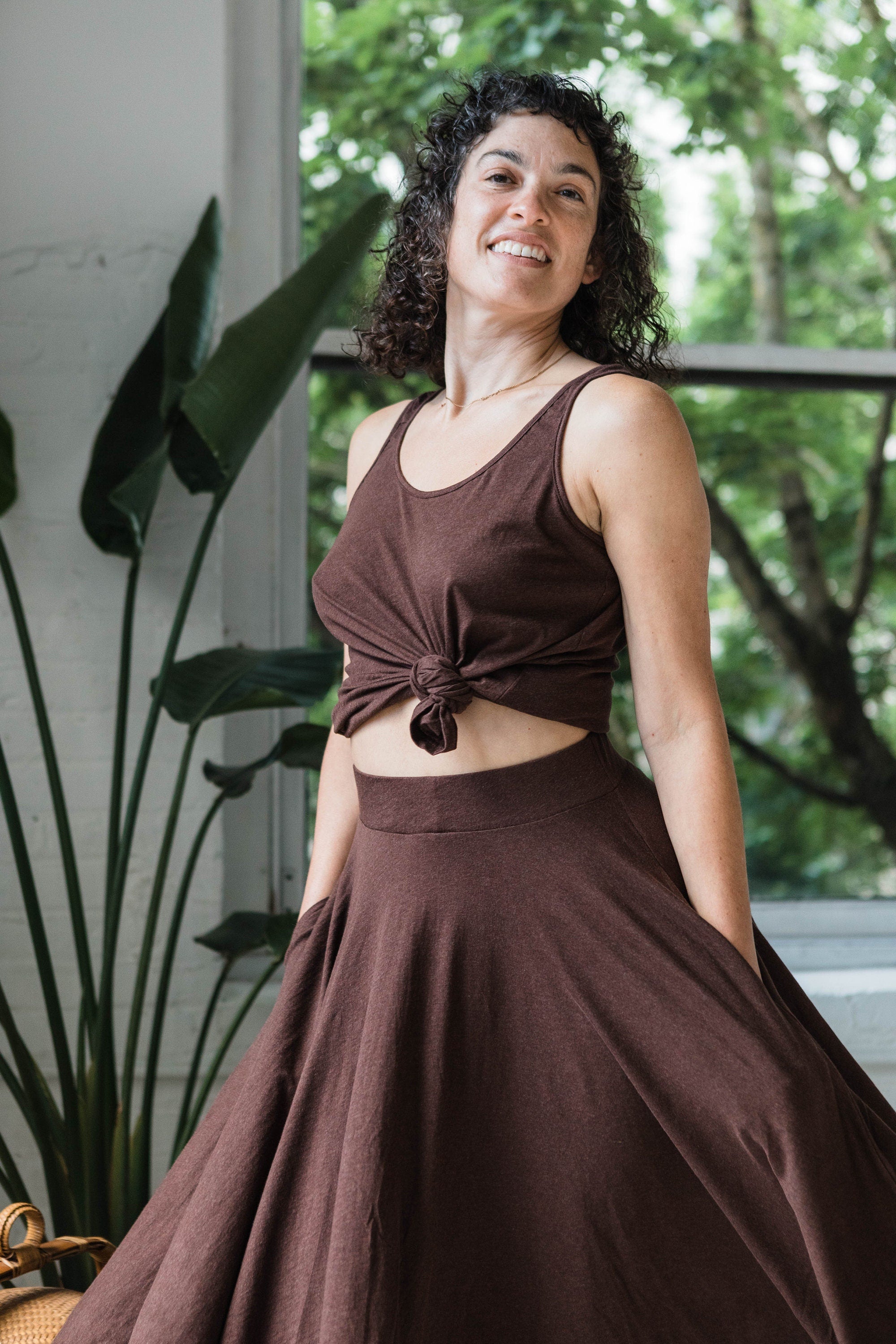 Heather Twirl Skirt with Pockets- Lightweight Organic Cotton