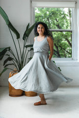 Heather Twirl Skirt with Pockets- Lightweight Organic Cotton Skirt - Flowy circle skirt