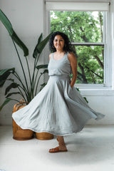 Heather Twirl Skirt with Pockets- Lightweight Organic Cotton Skirt - Flowy circle skirt