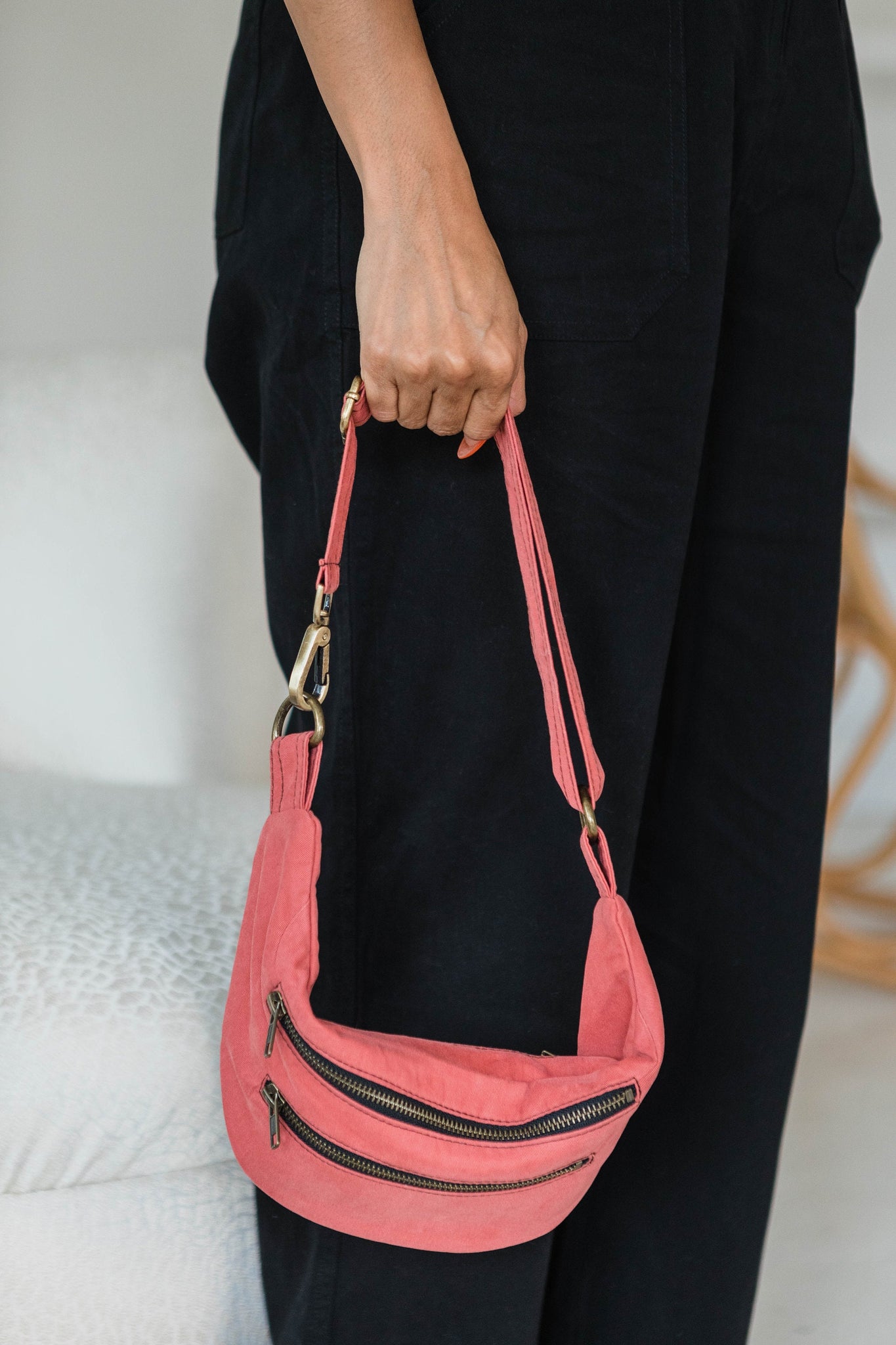 Twill Fanny Pack - Stonewashed Cotton Twill with Antique Bronze Fixings