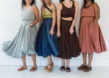Heather Twirl Skirt with Pockets- Lightweight Organic Cotton Skirt - Flowy circle skirt