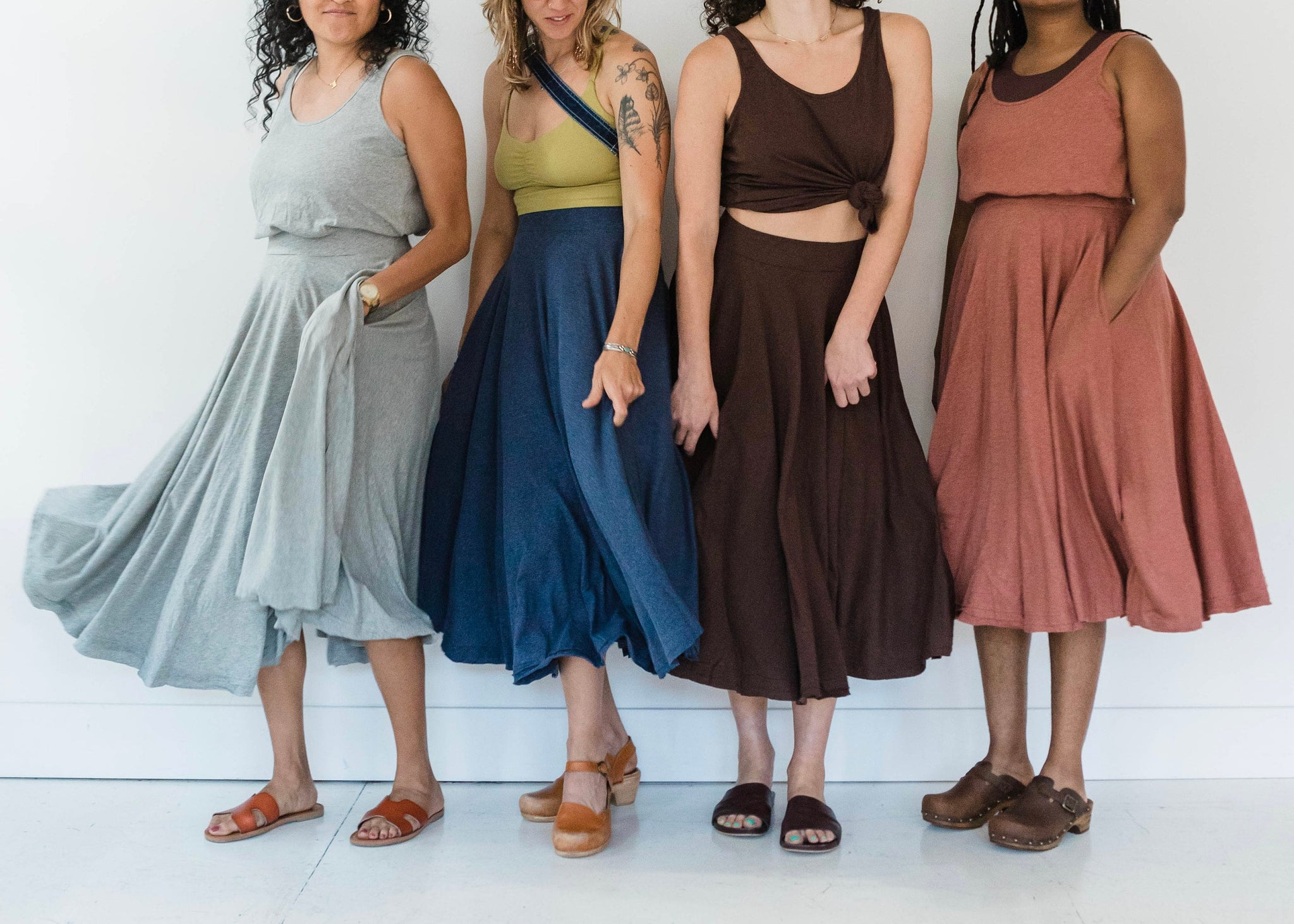 Heather Twirl Skirt with Pockets- Lightweight Organic Cotton Skirt - Flowy circle skirt
