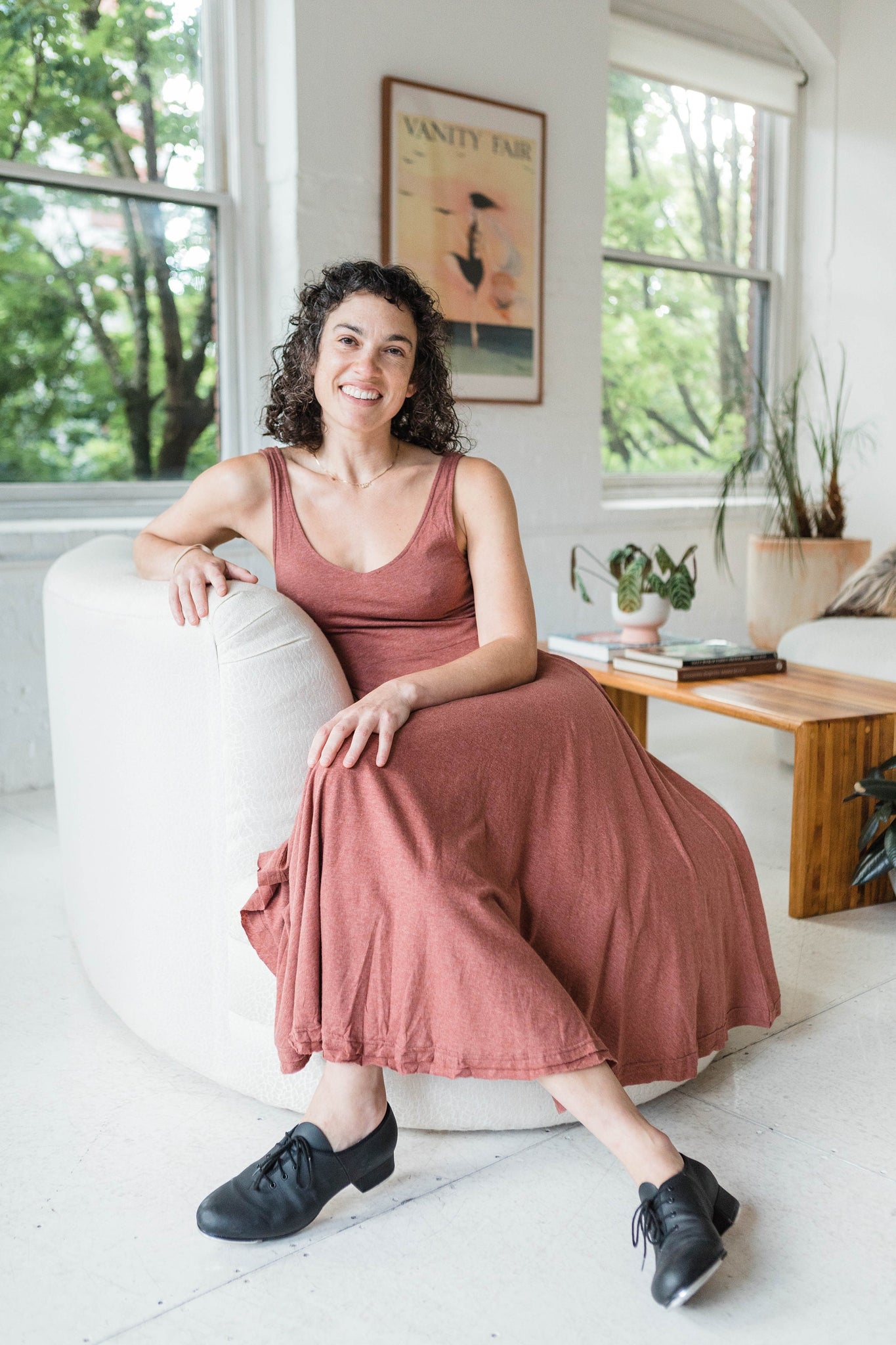 Heather Twirl Dress - v neck sleeveless organic cotton flowy dress with pockets