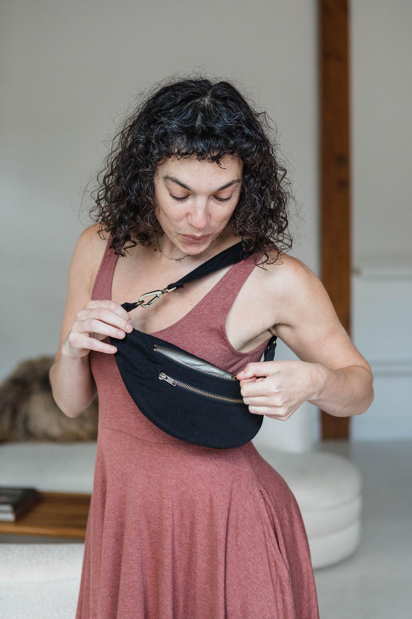 Twill Fanny Pack - Stonewashed Cotton Twill with Antique Bronze Fixings