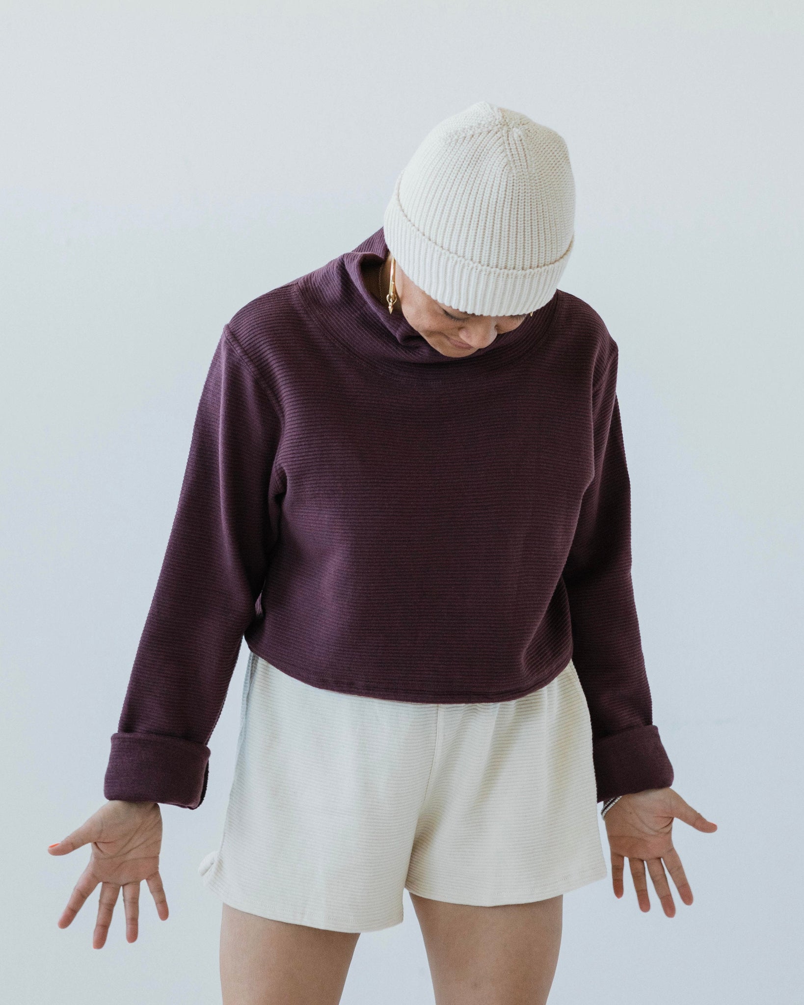 Acacia Crop Top - High Neck Crop Top Made from 100% Organic Cotton Knit Corduroy