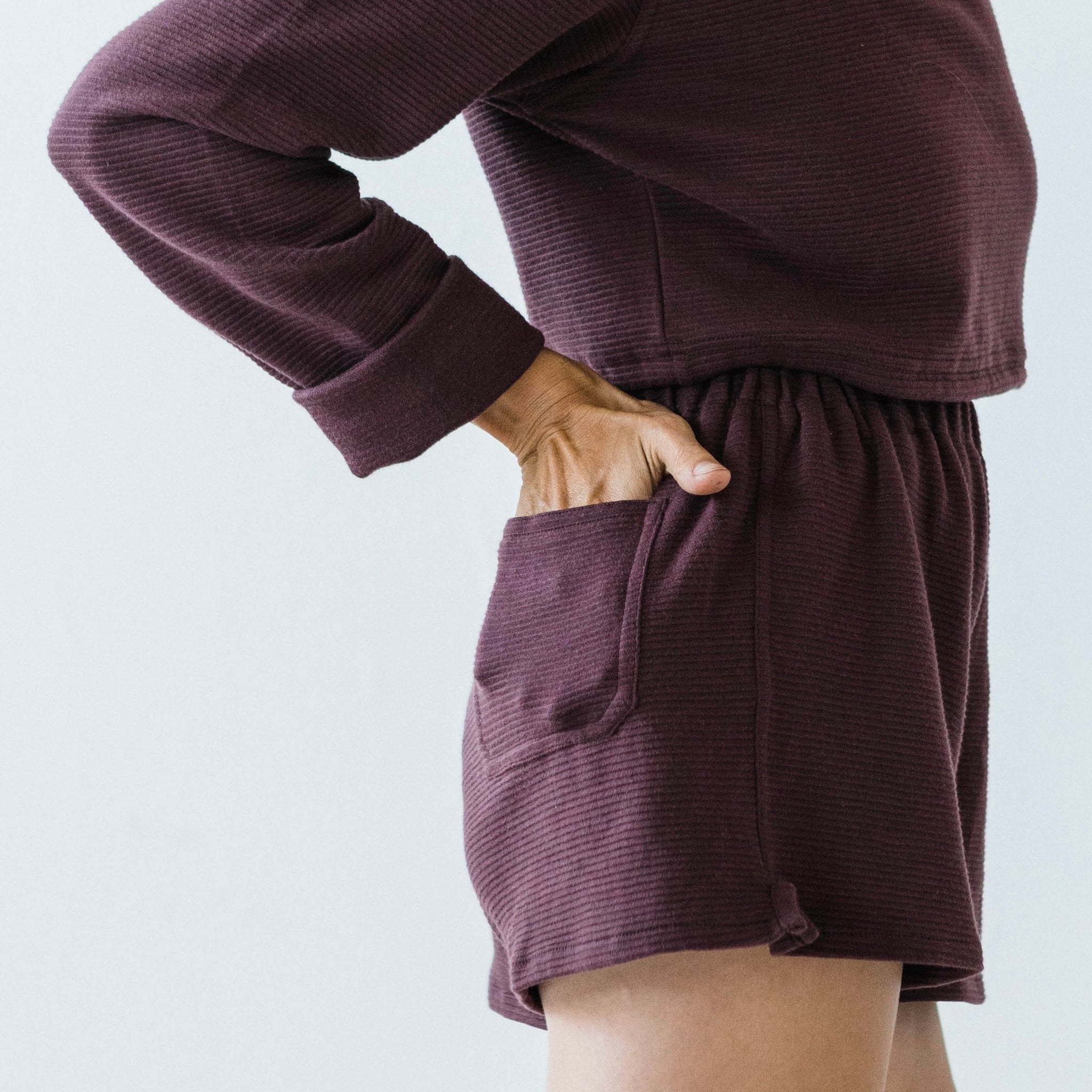 Acacia Shorts - Organic Cotton Knit Corduroy Shorts with Back Pocket - 100% organic cotton