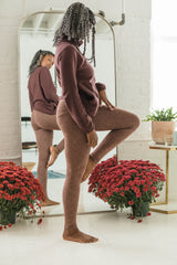Yoga leggings -heather organic cotton leggings - two tone leggings