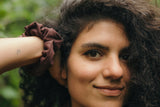 Set of Five Earth Tone Scrunchies - organic cotton hair ties in earthy colors
