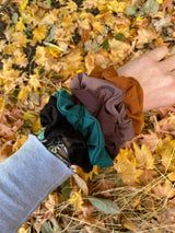 Set of Five Earth Tone Scrunchies - organic cotton hair ties in earthy colors