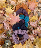Set of Five Earth Tone Scrunchies - organic cotton hair ties in earthy colors