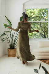 Velvet Isabella Dress - Organic Cotton Velvet Maxi Dress - Empire waist maxi dress