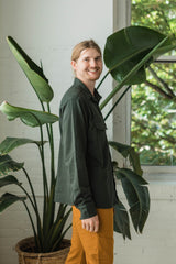 Organic Cotton Fleece Button Up- warm button down shirt - warm dress shirt