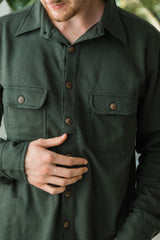 Organic Cotton Fleece Button Up- warm button down shirt - warm dress shirt