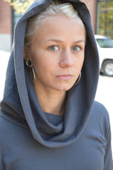 Nomad Dress- hooded cowl dress made from 100% organic cotton fleece - cozy warm dress - sweatshirt dress