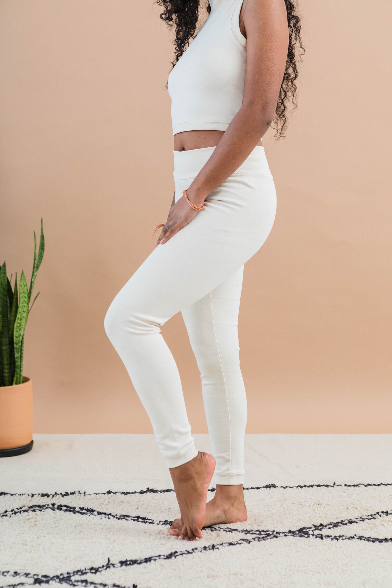 Raya Leggings - Organic rib lycra leggings - solid thick stretchy organic cotton leggings in earthy colors